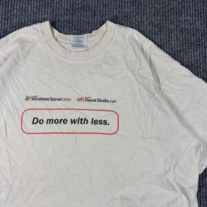 Vintage Microsoft Windows Server 2003 Visual Studio .net Promo T-Shirt XL White